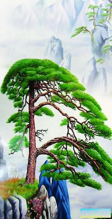 美丽壮阔的迎客松手绘壁纸-4.jpg