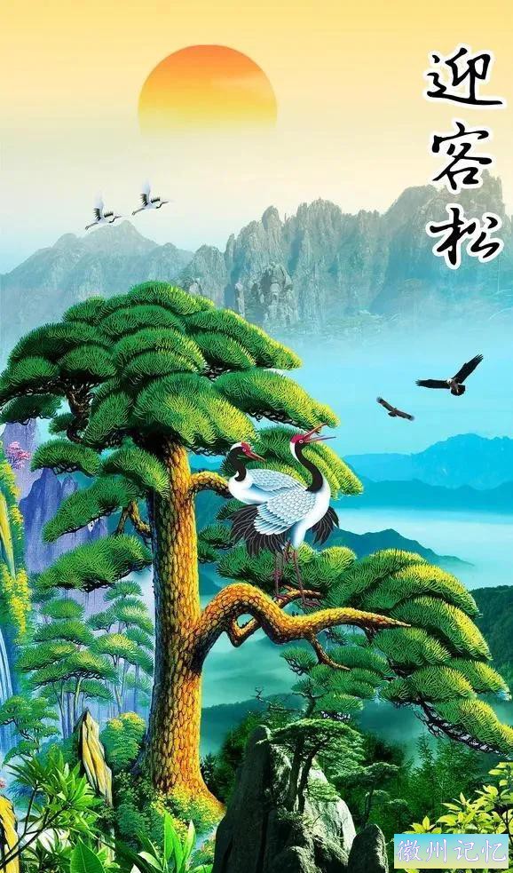 美丽壮阔的迎客松手绘壁纸-33.jpg