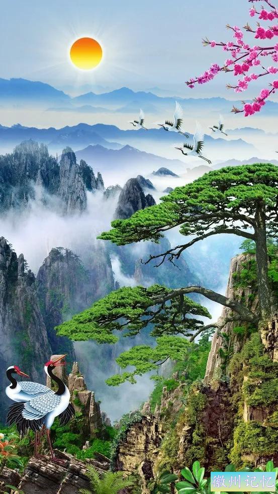 美丽壮阔的迎客松手绘壁纸-69.jpg